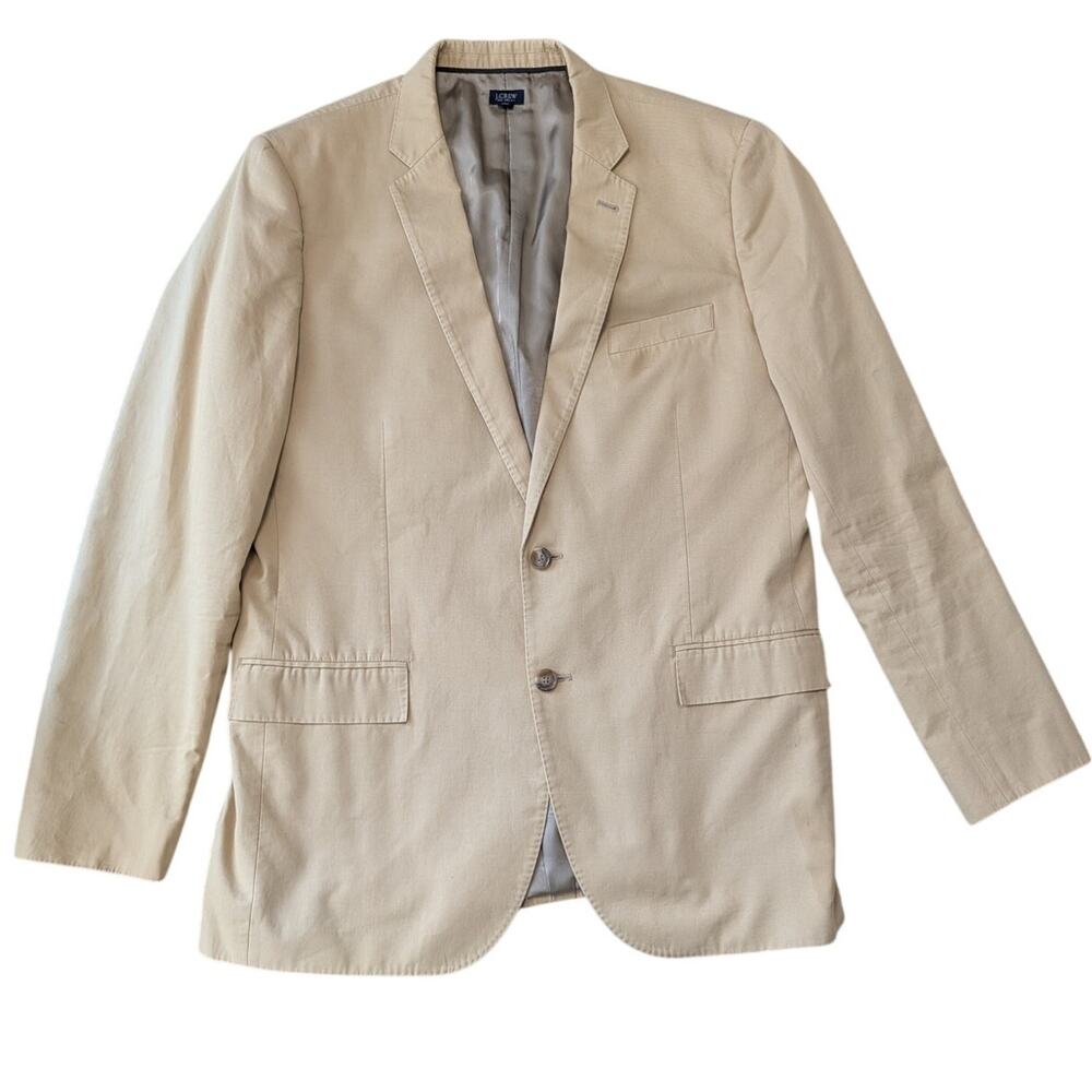 J.Crew Men's Ludlow Beige Larusmiani Two Button Blazer Sport Coat Size 44L
